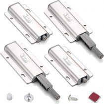Cupboard Push to Open Push Latch Jiayi 4 Pack Push Open Door Catches for Kitchen Cabinet Magnetic Touch Push Release Opener Closet Door Close RV Drawer Closer Wardrobe Closure