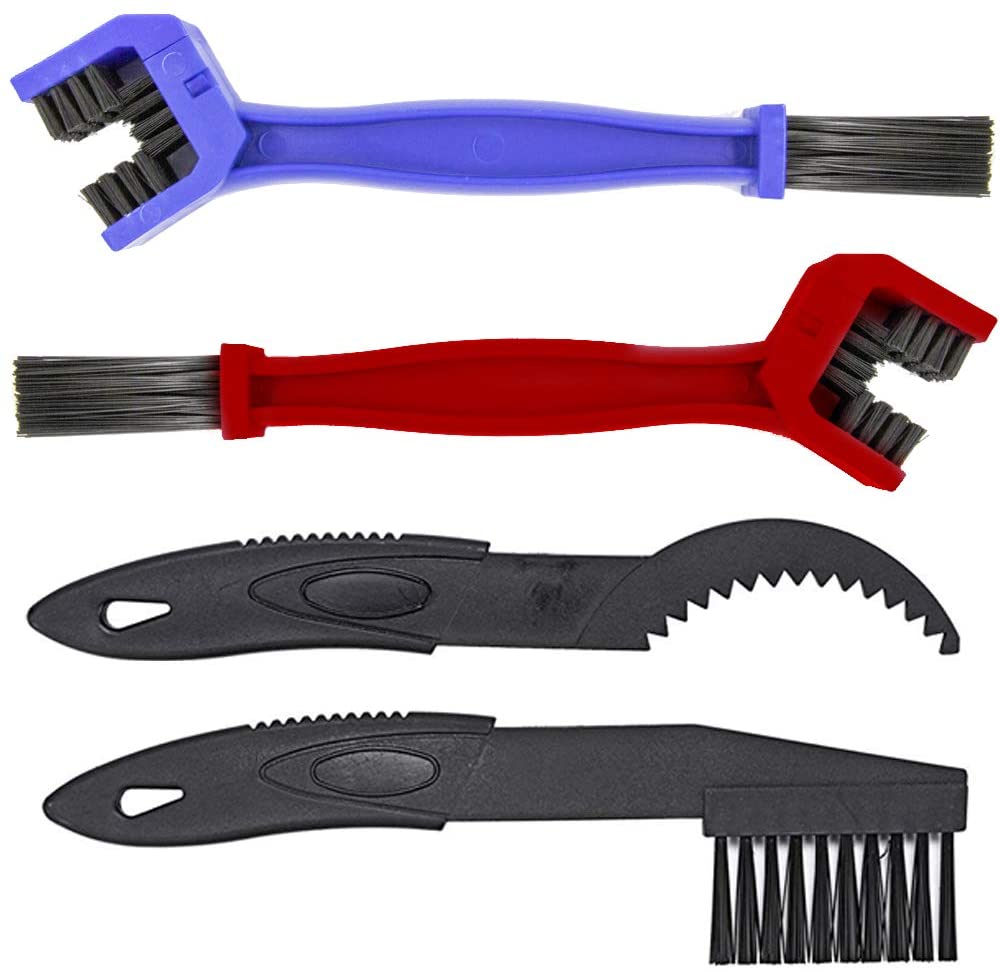 Motorcycle Chain Cleaning Brush Kit by MMOBIEL, Cleaner for Motorcycle Bicycle and Mountain Bike, 4 Pcs Cleaning Brush Tool
