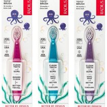 RADIUS Toothbrush Totz Brush Extra Soft Assorted Colors 3 Count | BPA Free and ADA Accepted | Designed for Delicate Teeth and Gums, for Children 18 Months and Up