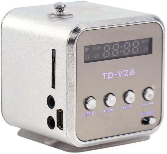 Zerone Digital Speaker Mini Speaker Music Player FM Radio Stereo MP3 MP4 Music Player PC Fashion Support TF Card USB Disk FM (Silver)