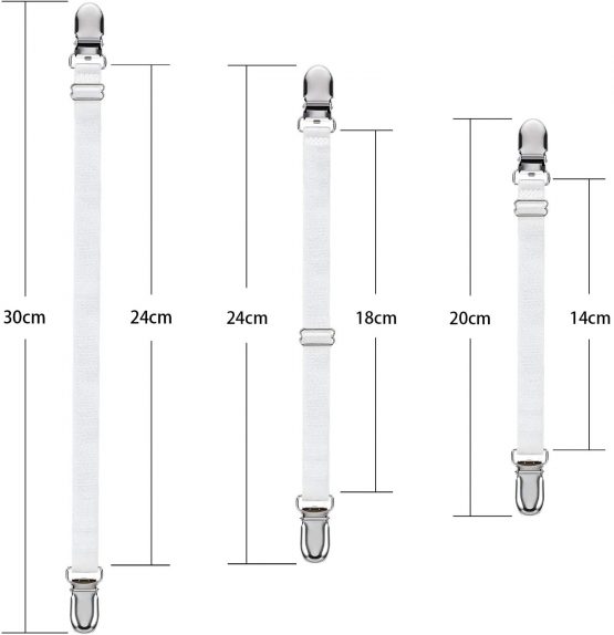 Elastic Ironing Cover Fasteners, Bed Corner Holder, Sheet Strap Sofa Clamp Tablecloth Clips, Boots Clips, Leg Straps, Boots Clips for Jeans (White, 6 Pieces) - Image 2