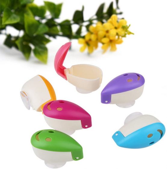 ROSENICE Set of 4 Suction Cup Toothbrush Head Covers for Travel and Bathroom Use - Image 2