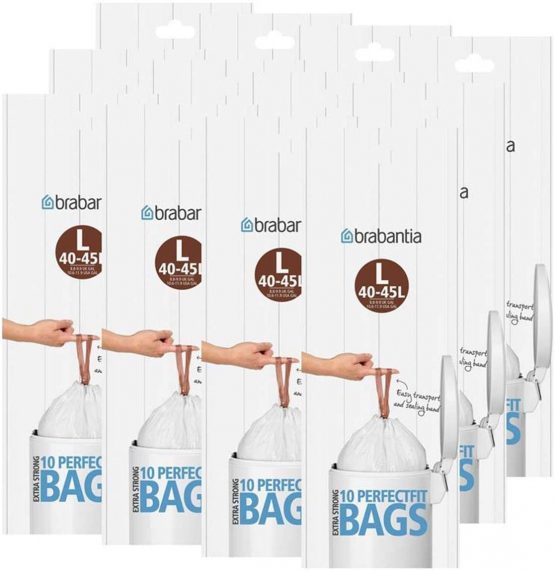 Brabantia 12 Rolls of 10 Type L 45 Litre Bin Liners (120 bags)