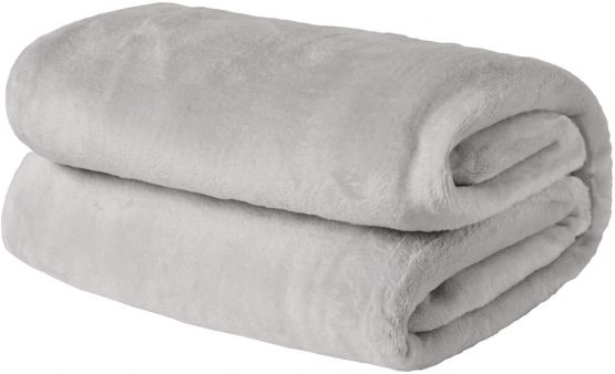 Brentfords Flannel Fleece Ultra Soft Blanket Throw Over Large Fluffy Warm Bed Sofa Bedspread, Silver Grey - 150 x 200cm