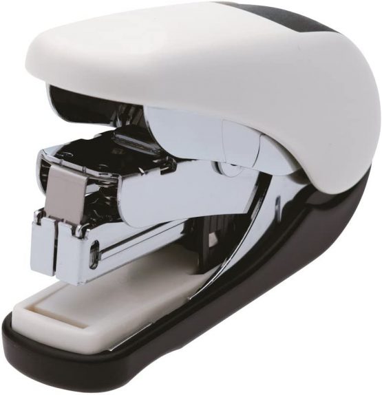 PLUS Japan, Flat Clinch Power Assist Stapler Mini in White, 1 Piece Pack (1x 1 Flat Clinch)