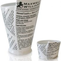 Maxwell & Williams White Basics Newsprint Chip Cup and Dipping Bowl in Gift Box, Porcelain, 16.5 cm