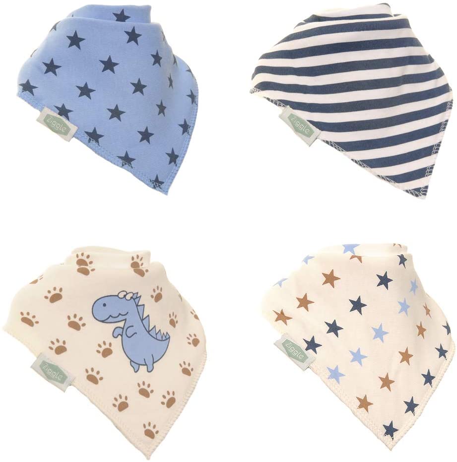 Ziggle, Bandana Dribble Bibs, Cotton Front Baby Bibs Newborn to 24 Months, Newborn Baby Gifts, Bibs for Comfortable Kids