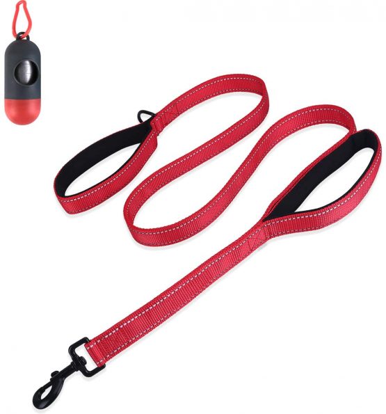 Belababy Medium Dog Leash, 5ft Double Handles Dog Lead, Heavy Duty Strong Nylon Reflective Dog Leash, 1.5m Leash Perfect for Large Medium or Small Dog