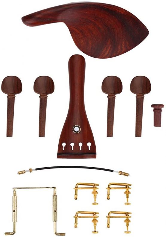 Rosewood Violin 4/4 Fittings Set with Tailpiece Endpin Tuners Chin rest Tail Gut Violin Parts Accessories