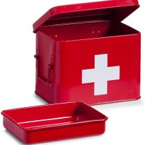 Zeller First Aid box 21,5x16x16cm in red, Metal, 21.5 x 16 x 16 cm