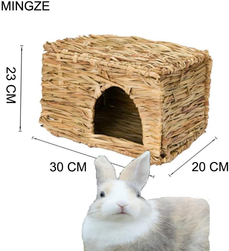 MINGZE Folding Straw House, Rabbit Grass House, for Rabbit Guinea Pig Chinchilla Ferret Multi-Utility, Edible, Non-Toxic - Image 2