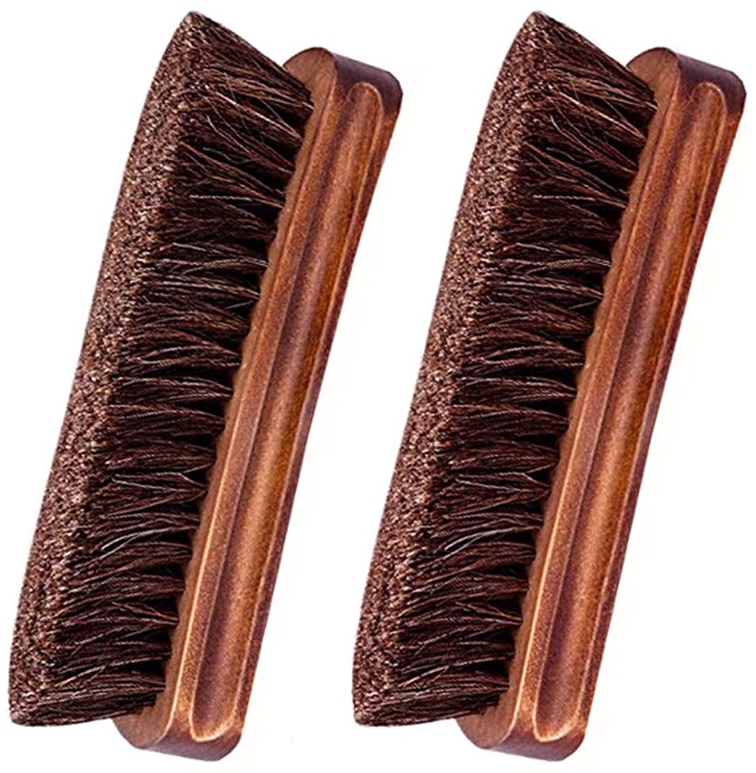 Shoe Brush, KY-Tech 2pcs Premium Horsehair Brush for Shoe Shine Polish Horse Hair Bristles Brushes for Boots Car Seats, Sofas, Bags