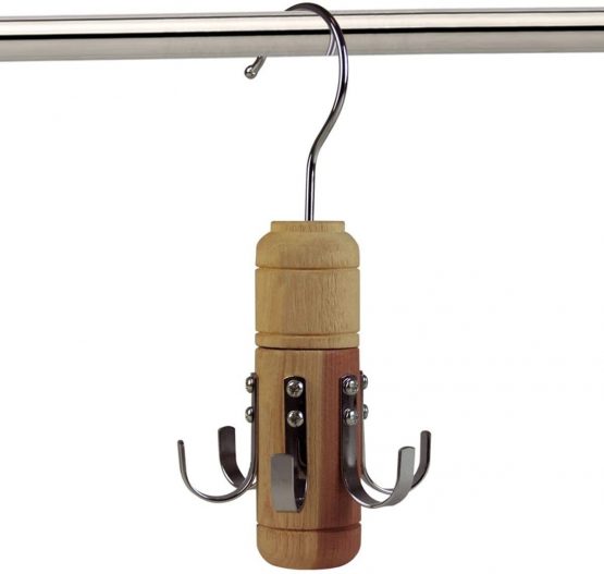 Hangerworld Swivel Belt Hanger Premium Cedar Wood Accessory Wardrobe Organiser Chrome Metal Hooks - Image 2