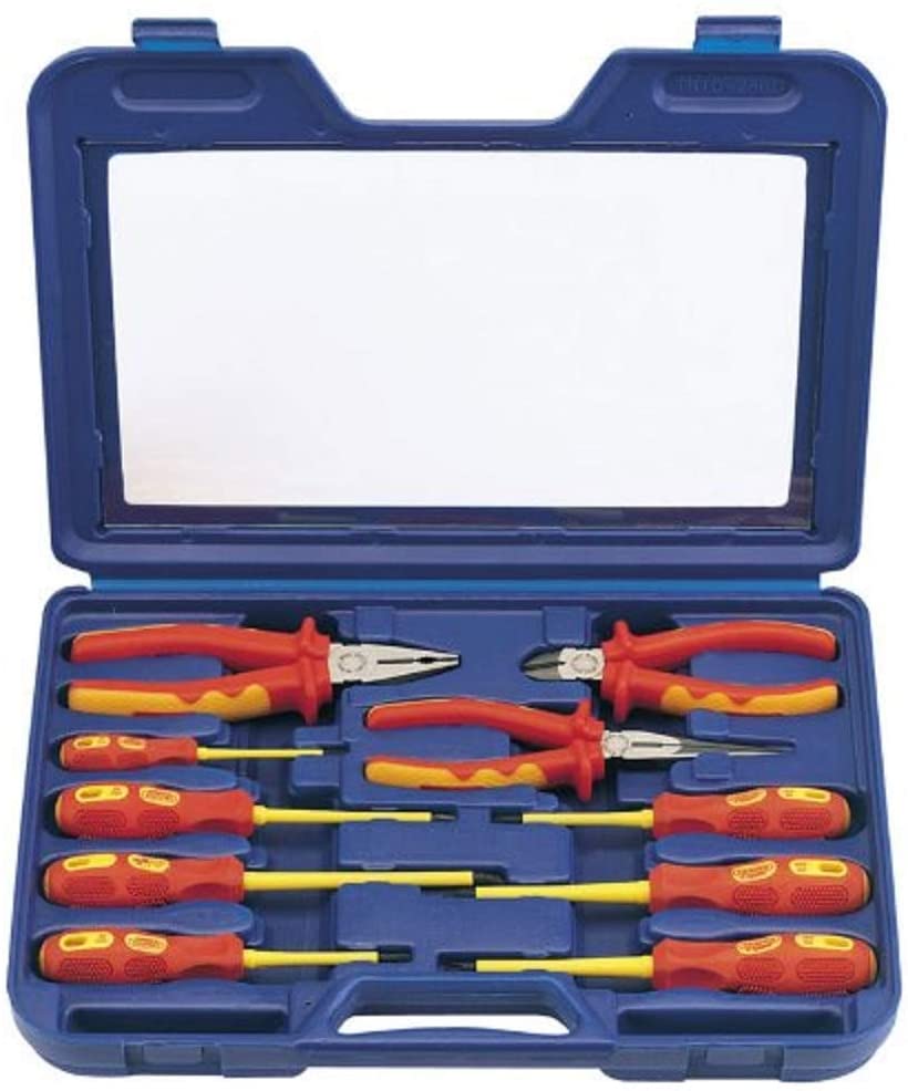 Draper expert 71155 10-Piece Set of VDE Insulated Pliers and Screwdrivers, Blue