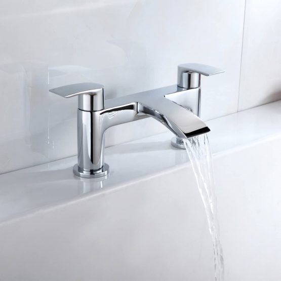[Bath Tap] Hapilife Bathroom Waterfall Monobloc Bath Filler Mixer Tap Chrome Double Lever Tub Tap - Image 2