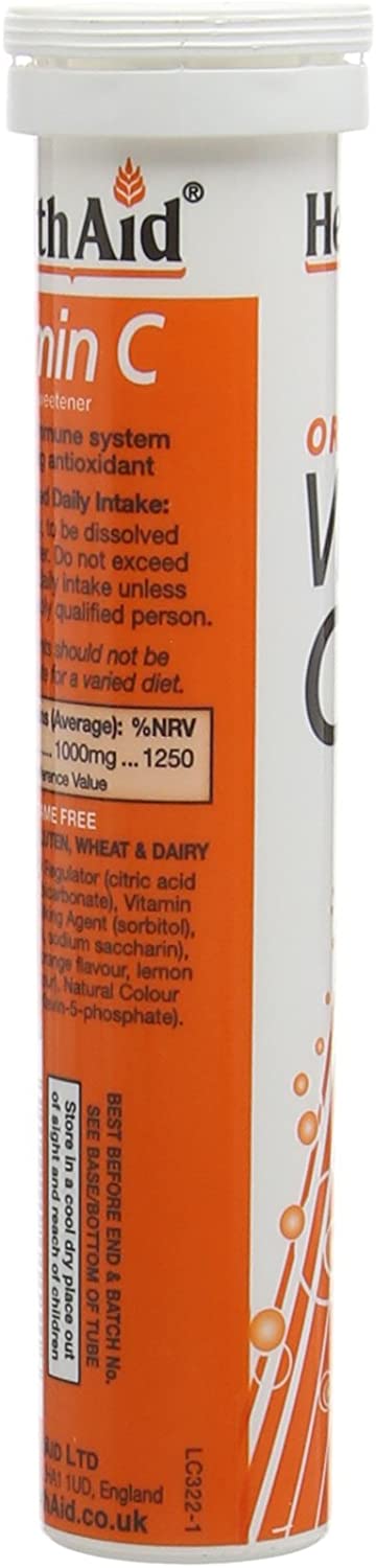 HealthAid Vitamin C Orange Flavour Vegetarian Effervescent 1000mg 20 Tablets, Pack of 3, 20 count (Pack of 3) - Image 3