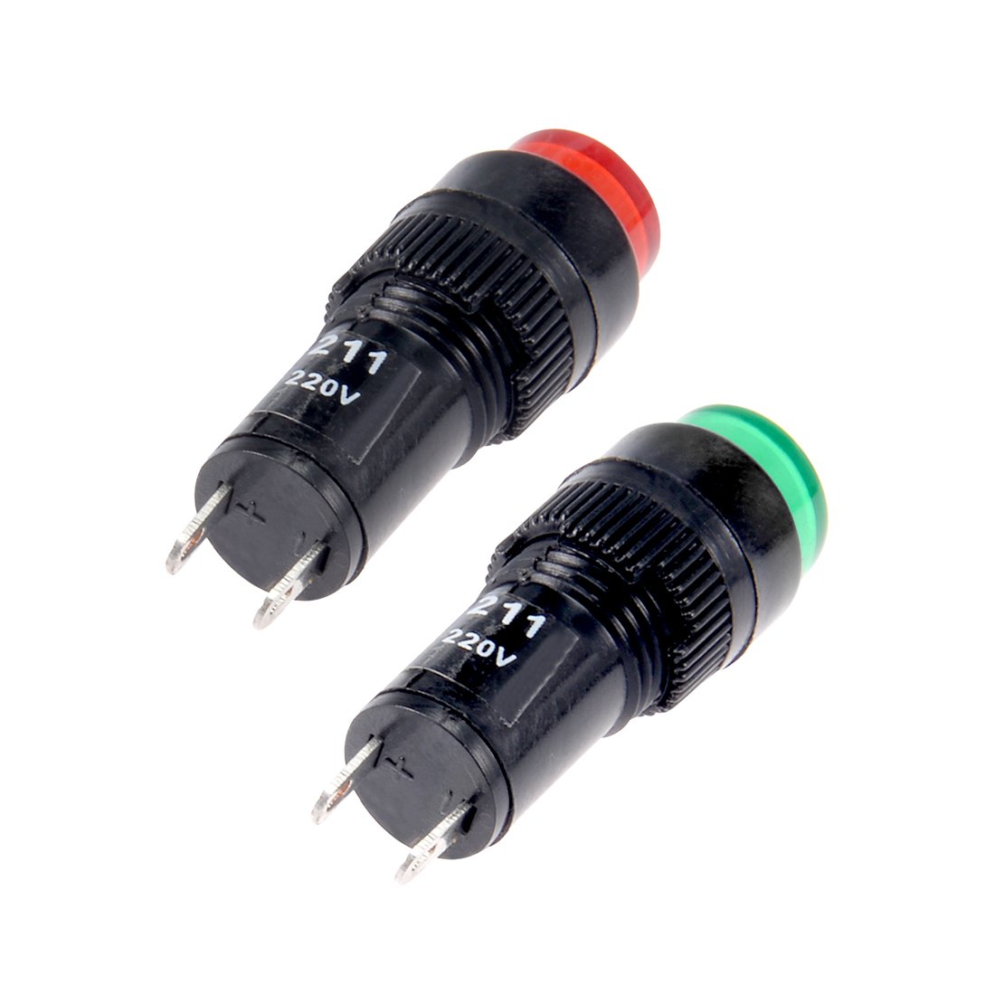sourcing map Indicator Lights AC 220V, NXD-211 Red+Green Neon Bulb, Flush Panel Mount 2/5" 10mm, 6Pcs, Green + Red, AC 220V 6Pcs - Image 3