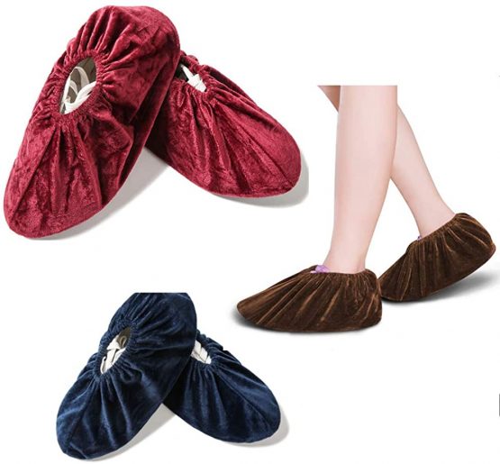 Nuluxi Dust Free Breathable Shoe Covers Flannel Shoe Covers for Household Household Indoor Non-slip Overshoes Suitable for Household Dust-free Workshop House-cleaning Bathroom and Kitchen（4 Pairs） - Image 2