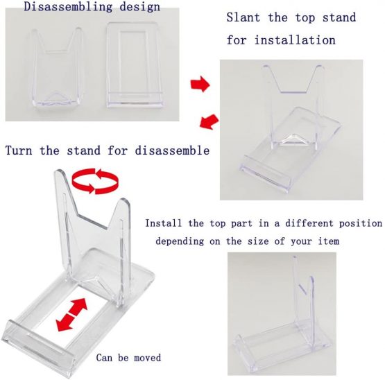 Tincogo Two Part Adjustable Clear Acrylic Plastic Display Stand Easel (set of 5) - Image 2