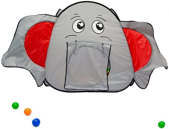 LittleTom Elephant Play Tent 100x100x102cm with Tunnel pop-up ball pit Grey - Image 3