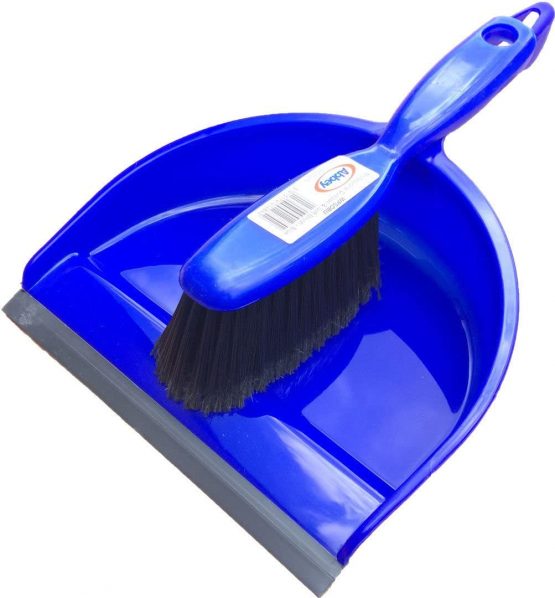 JANTEX Abbey Plastic Dustpan and Soft Brush Set, Blue