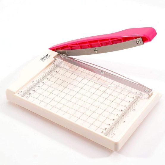 Vaessen Creative Mini Guillotine Paper Cutter, White/Pink, 4 x 6 inches - Image 3