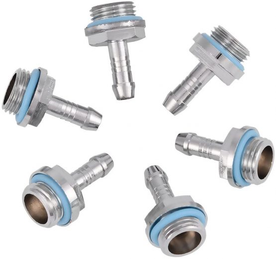Bewinner 6 PCS Barb Fittings,Stainless Steel PC Water Cooling Two-Touch Fitting,G1/4 Thread Barb Connector for Tube (11mm) - Image 2