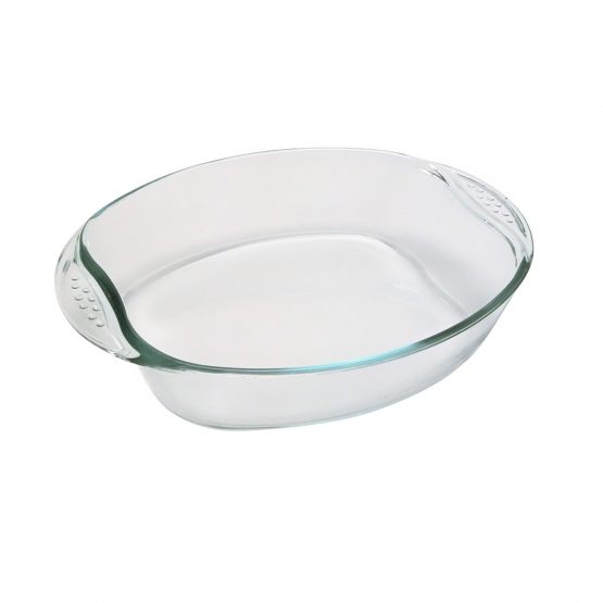Pyrex Borosilicate Glass Oval Roaster with Easy Grip Handles, 30x21cm