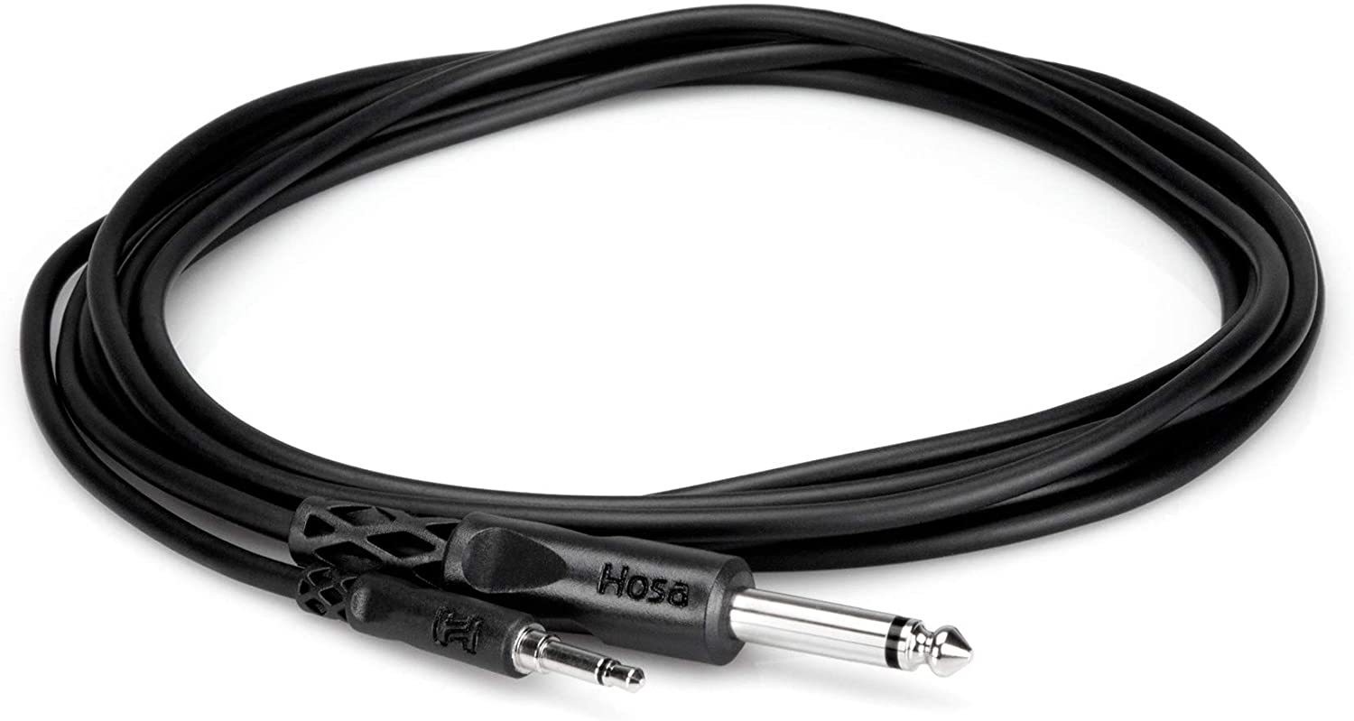 HOSA Mono Interconnect 3.5 Mm Ts to 1/4 in Ts 5 Ft, Black, 5' - Image 2