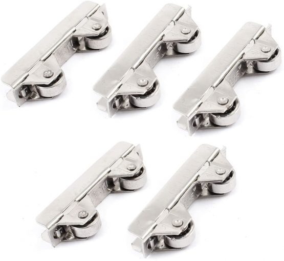 sourcingmap 5 Pcs Silver Tone Wheel Sliding Wardrobe Glass Window Door Roller