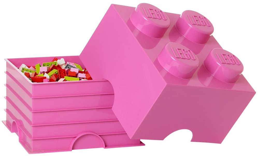 LEGO Brick 4 Knobs Stackable Storage Box, Bright (Pink), 5.7 Litre - Image 2