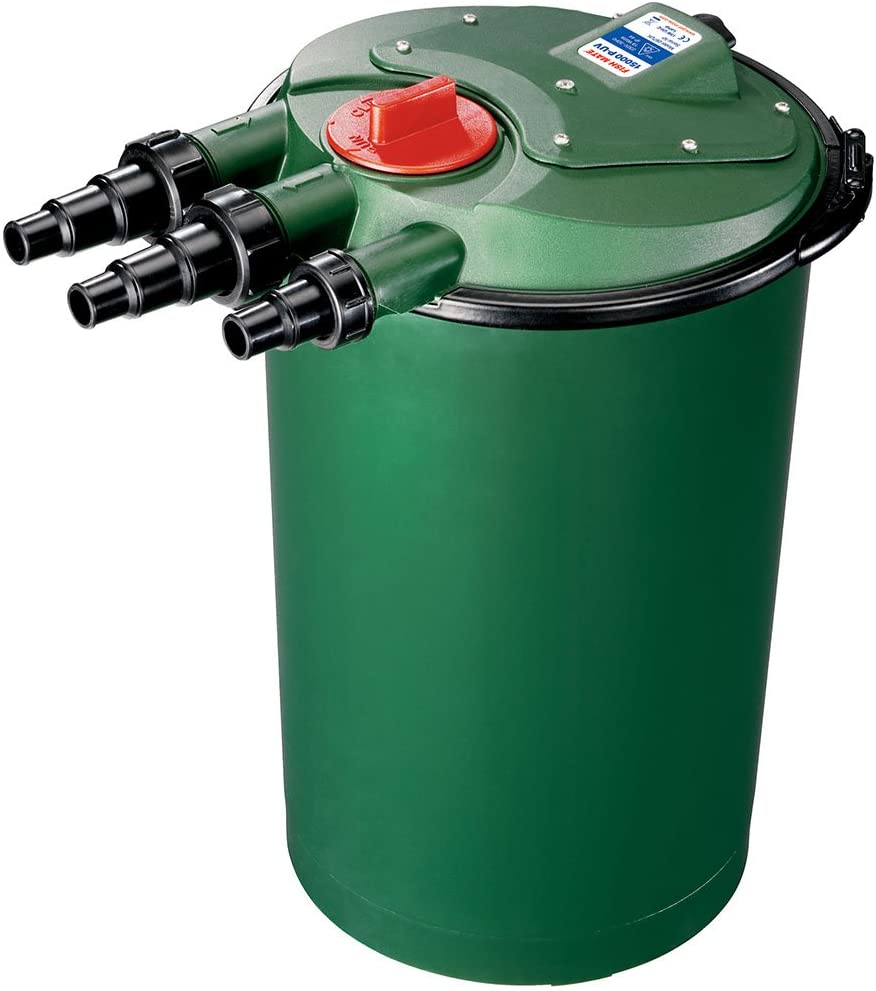Fish Mate 15000 P-UV Pressurised UV + Bio Pond Filter with Powerclenz, Green, 15000 PUV