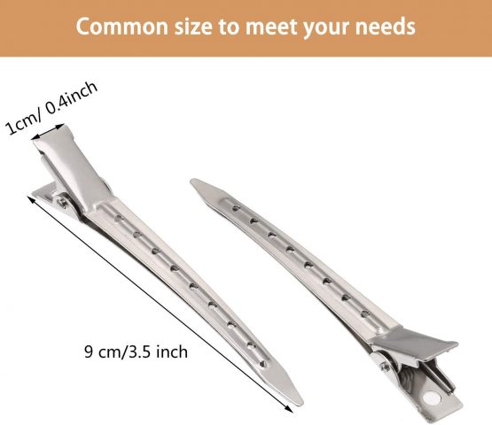 3.5 Inches Duck Bill Hair Clips Metal Alligator Curl Clips Sectioning Clips with Holes, Crocodile Clips Hair Styling Clips for Salon and Women Girls Accessories (12PCS) - Image 2