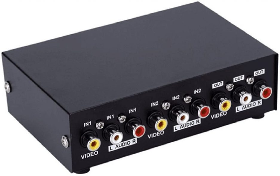 Duttek 2 Port AV Switch RCA Switcher 2 In 1 Out Composite Video L/R ...