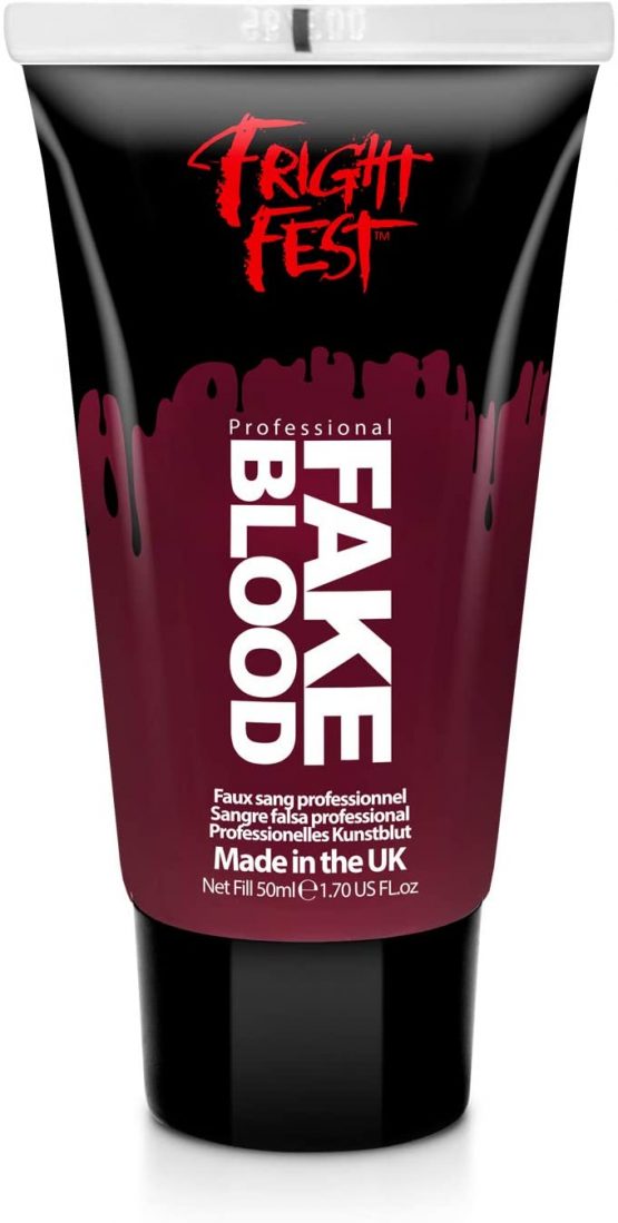Fake Blood Gel 50ml by Fright Fest Red Fake Blood – SFX makeup looks great with face blood, liquid latex, white face paint, black face paint, body paint and spirit gum