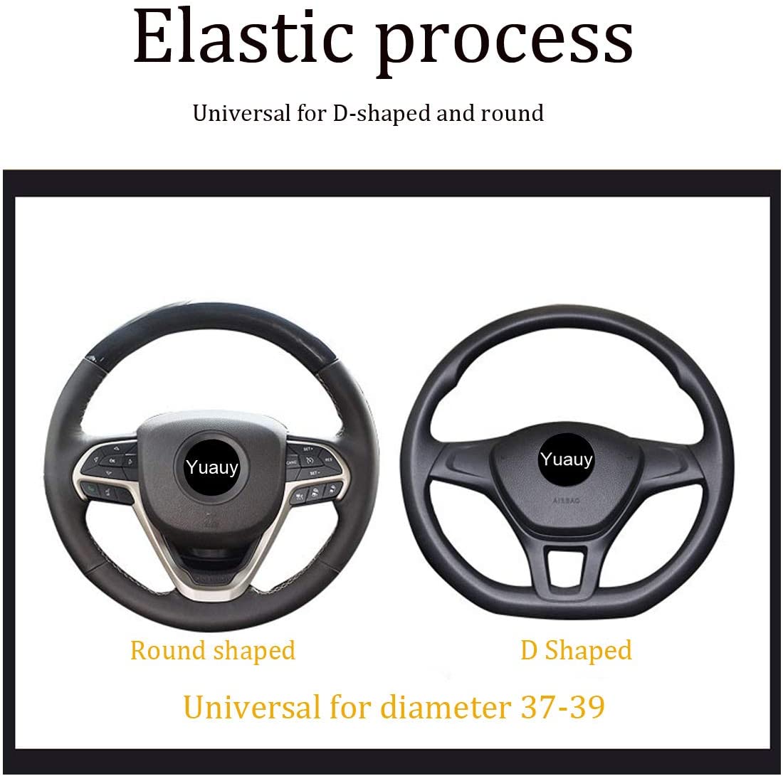 Yuauy Microfiber Leather Steering Wheel Covers Anti-Slip Universal Car Steering Wheel Cover (Black) - Image 3