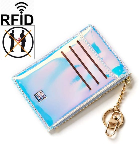 All-in-one Wallet Credit Card Holder Coin Organizer with Key Chain in a Gift Box, Flat Suitable for Front & Back Pockets Fashion Crocodile Vegan Leather, Powerful RFID Blocking Card as a Bonus (Brown) - Image 4