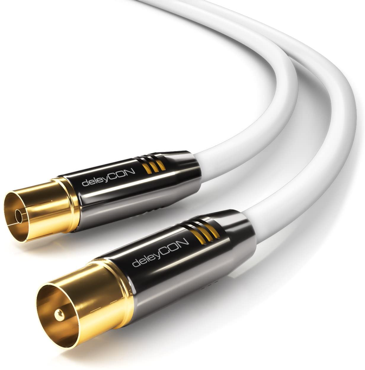 Deleycon TV Cable Straight/Straight - Gold, White, 20m