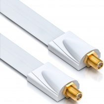 deleyCON Window Feed-Through for SAT Cable 17cm Flexible Extremely Flat 26cm Length Shielded - White