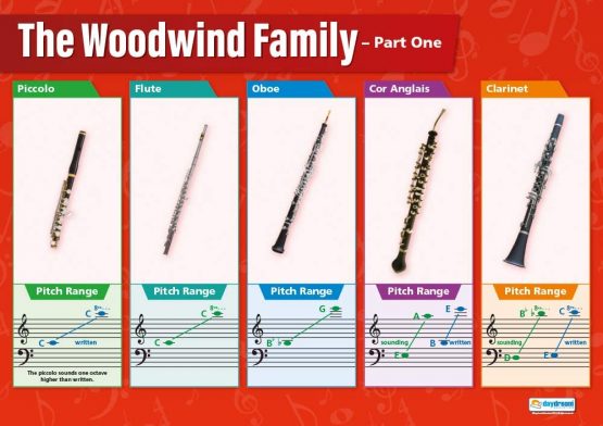 Woodwind Instruments (1) | Music Posters | Laminated Gloss Paper measuring 850mm x 594mm (A1) | Music Charts for the Classroom | Education Charts by Daydream Education