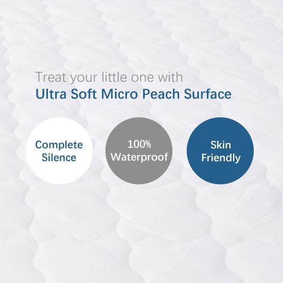 Quilted Crib Mattress Cover (38 x 89 cm) Waterproof Mattress Protector Fitted Sheets Design, Ultra Soft, White - Image 3