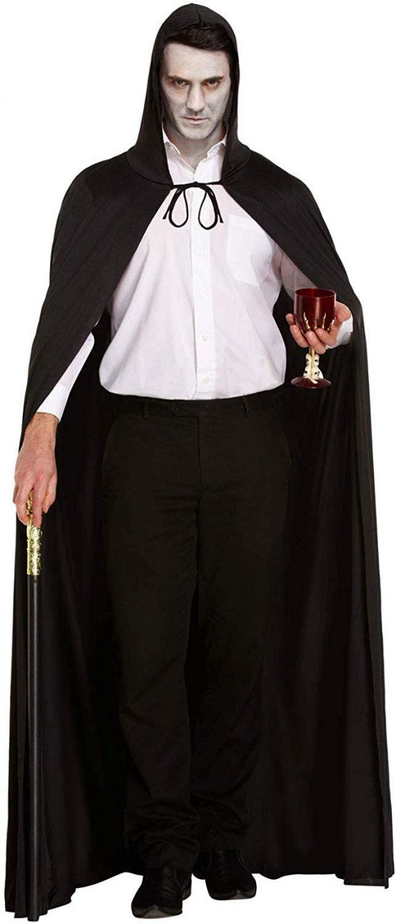 byou Halloween Cape,Hooded Cloak Black Unisex Full Length Robe Cape for Halloween Cosplay Party Costume Christmas - Image 2