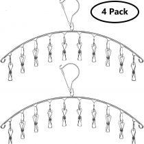 Skroad 4 Pack Stainless Steel Laundry Drying Rack Clothes Hanger with 10 Clips