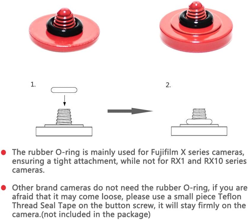 VKO Red Metal Soft Shutter Release Button,Delicate Camera Shutter Button 11mm Concave 10mm Convex Surface(2 Pack) - Image 2
