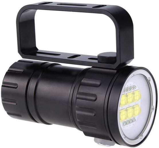 Fdit 28800 Lumens Led Diving Flashlight Photography Fill Lamp Underwater 80 M Torch with Stand Red Blue Lightweight Socialme-EU