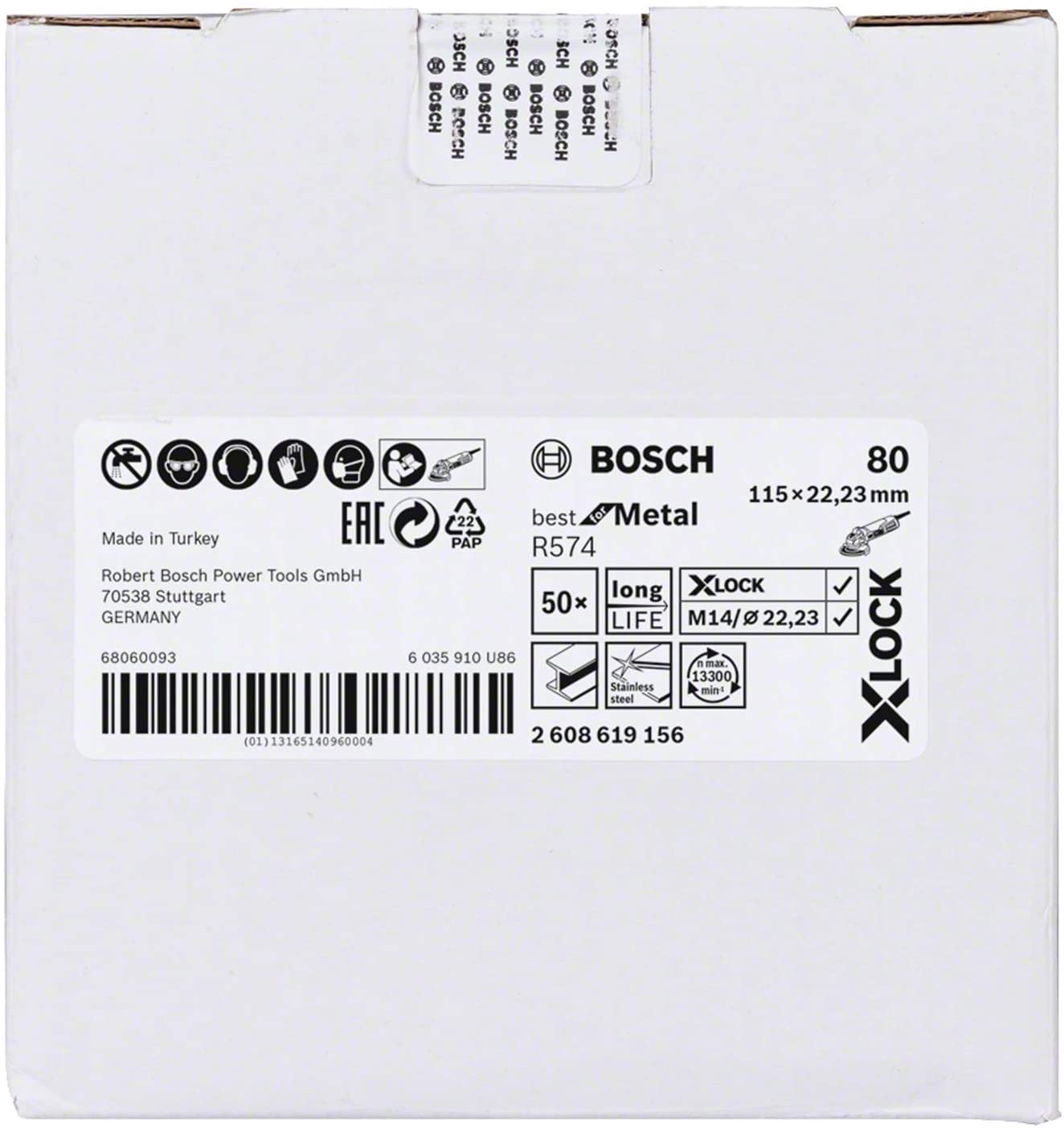 Bosch Professional Fibre Sanding Discs Best (for Metal X-LOCK, R574, Diameter 115 mm, Grit Size 80, Bore Diameter: 22.23 mm) - Image 2