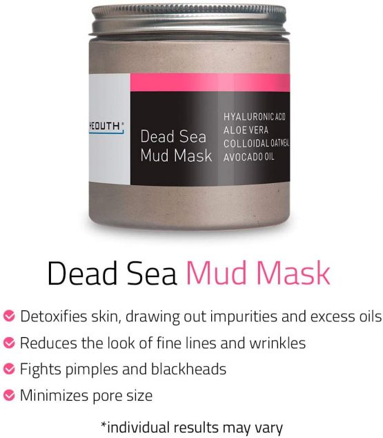 YEOUTH Dead Sea Mud Face Mask with Hyaluronic Acid, Aloe, Oatmeal, and Avocado, Minimizes Pores, Reduces Wrinkles, Clears Blackheads, Acne and Helps Oily Skin, Rejuvenates 8oz - GUARANTEED - Image 2