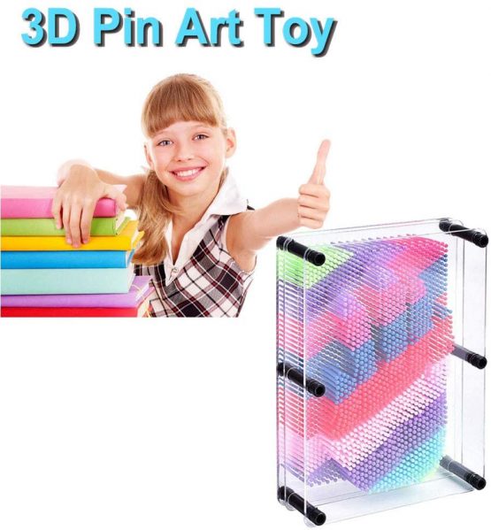 Allucky 3D Art Sculpture, Novelty Plastic Pin Hand Mold Art Board and Creative Thinking Toy Clone Toy for Home and Office Desktop (Colorful) - Image 2