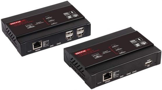 TreasLin 4K HDMI KVM USB Extender, KVM Over TCP/IP Over CAT5e/ CAT6, One to Many POE-328ft(100m), Receiver with USB 2.0 port4 Supper HD Lossless Ultralow Latency Audio/Video KVM Extender(TSV563)