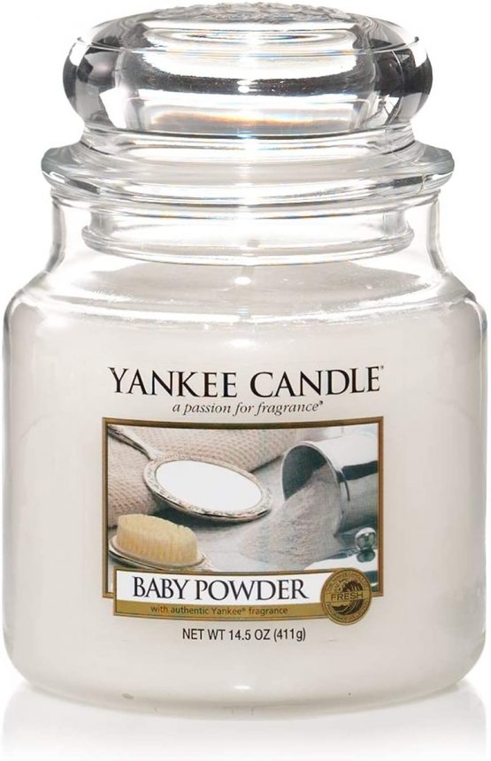 Yankee Candle Scented Candle, Baby Powder Medium Jar Candle